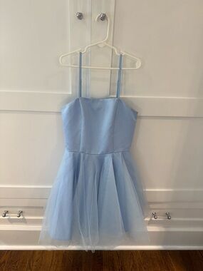 Un Deux Trois Satin and Tulle Light Blue Party Dress